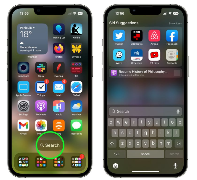 卢龙苹果手机维修分享升级到 iOS 16 后，如何删除主屏幕上的搜索按钮 
