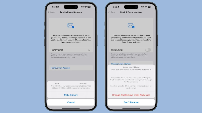 卢龙苹果手机维修分享苹果 iOS 18.1 支持设置“主要”邮箱地址并更改 iCloud 邮箱 